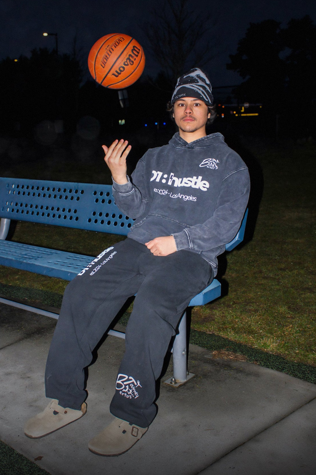 Z Collabs - BT x D1:hustle - Vintage Washed Cotton Sweatpants - BLACK