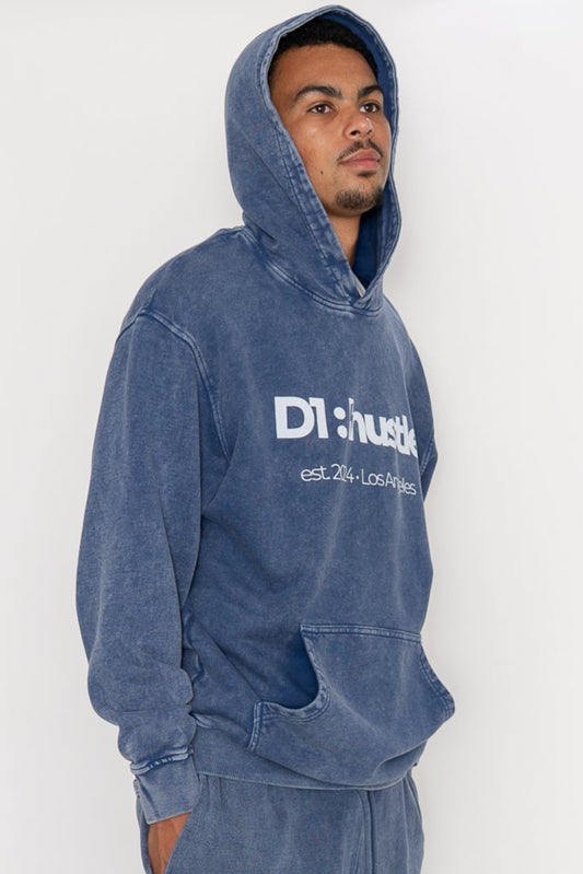 Acid Wash Oversize Arctic Blue Hoodie