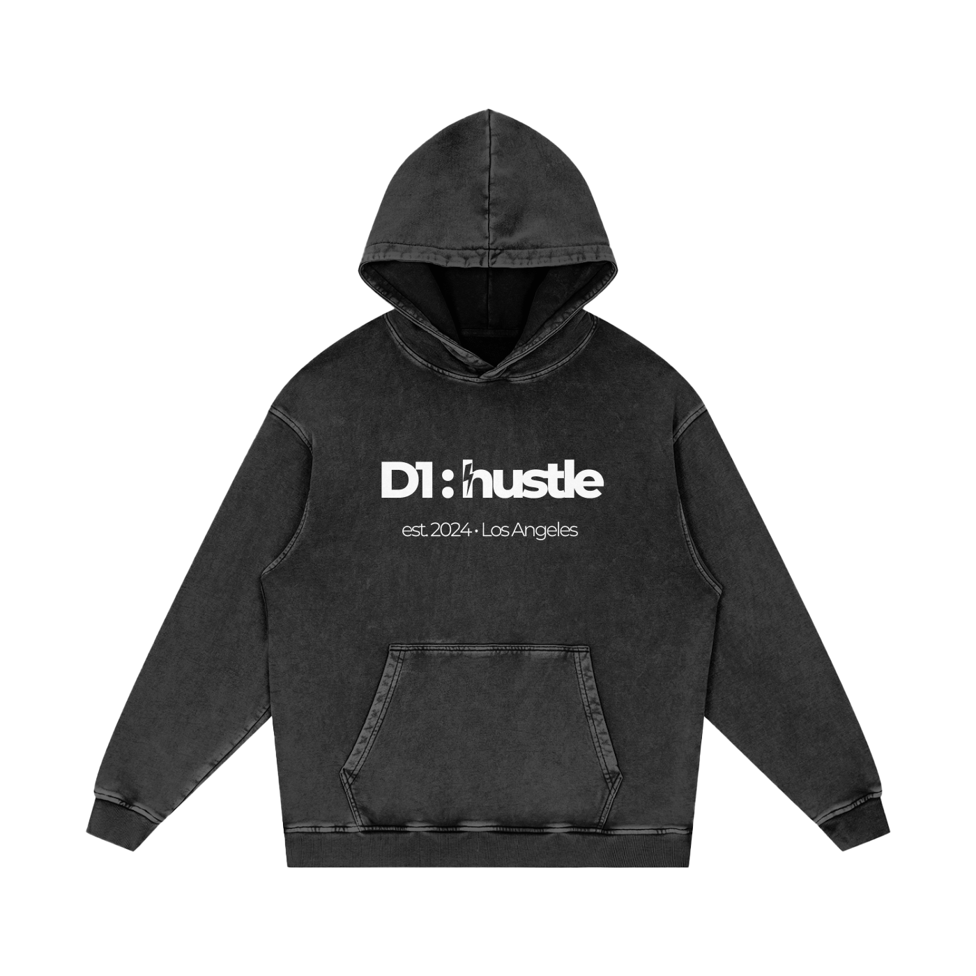 Acid Wash Oversize Faded Black Hoodie
