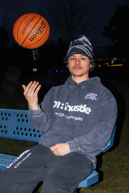 Z Collabs - BT x D1:hustle - Snow Washed Loose Cotton Hoodie - 3 colors available