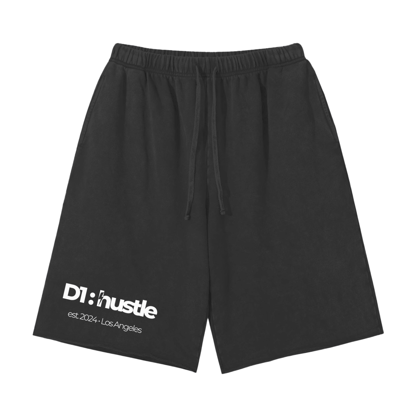 Vintage Washed Raw Edge Black Sweat Shorts