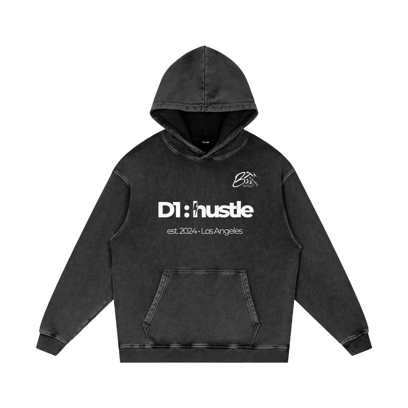 Z Collabs - BT x D1:hustle - Snow Washed Loose Cotton Hoodie - 3 colors available