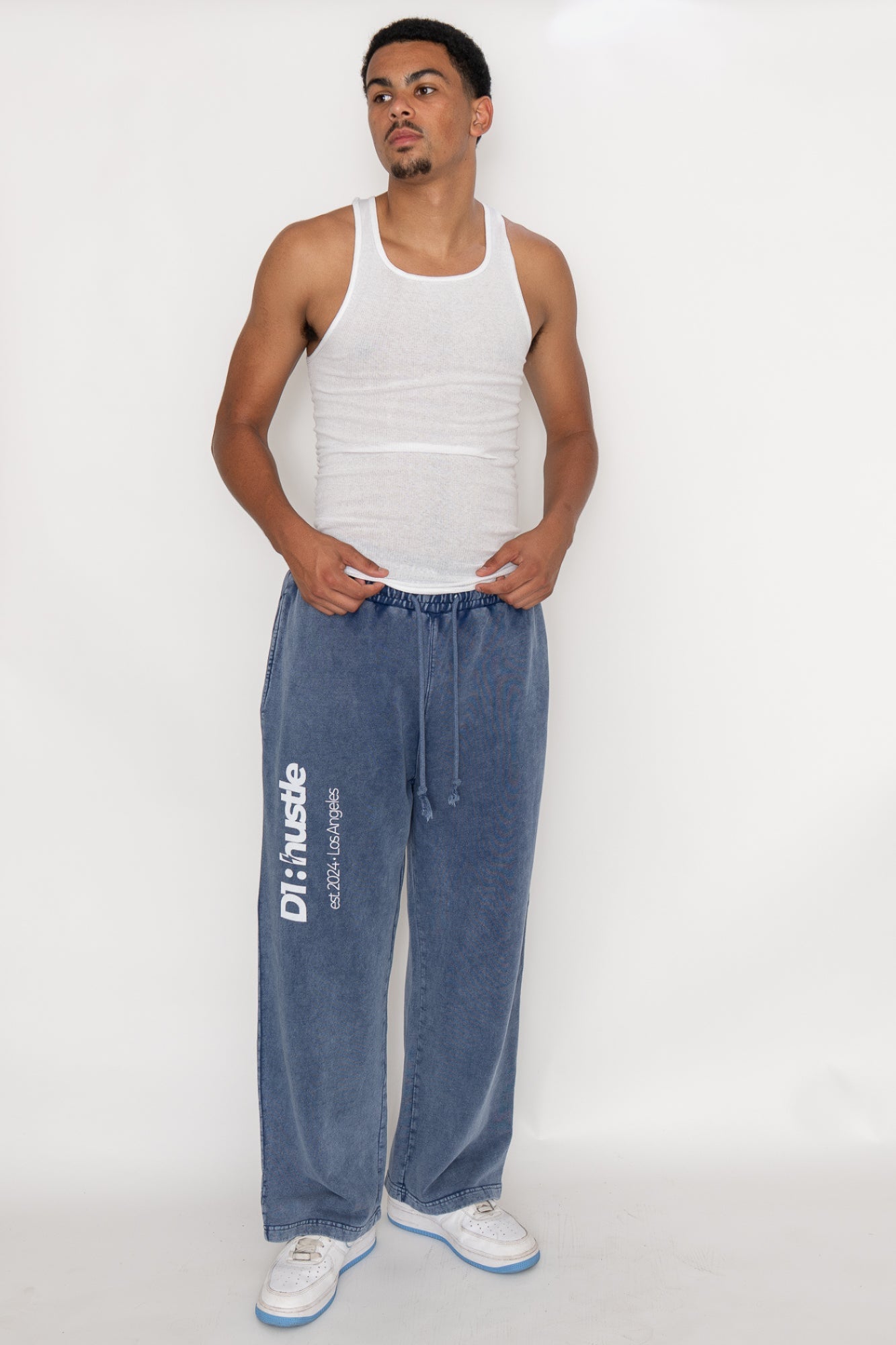 Acid Wash Oversize Arctic Blue Straight Leg Pants