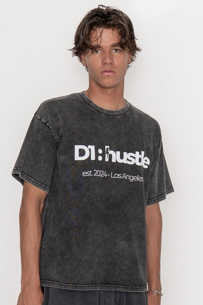 Snow Washed Oversized Faded Black T-Shirt