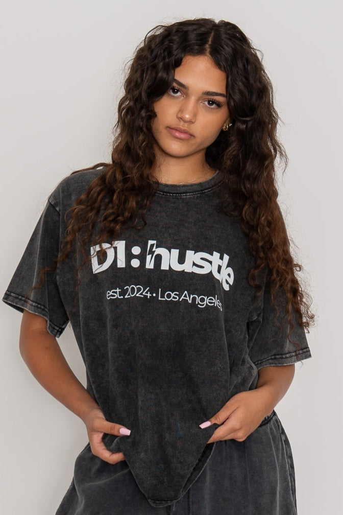Snow Washed Oversized Faded Black T-Shirt