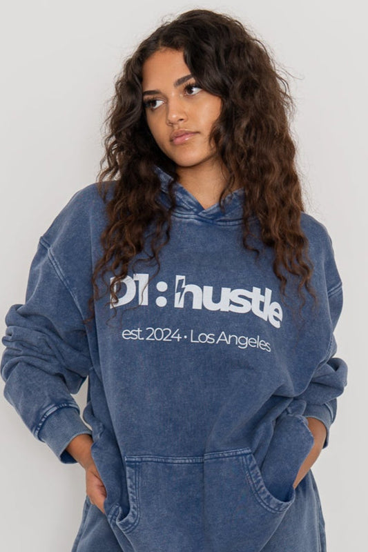 Acid Wash Oversize Arctic Blue Hoodie