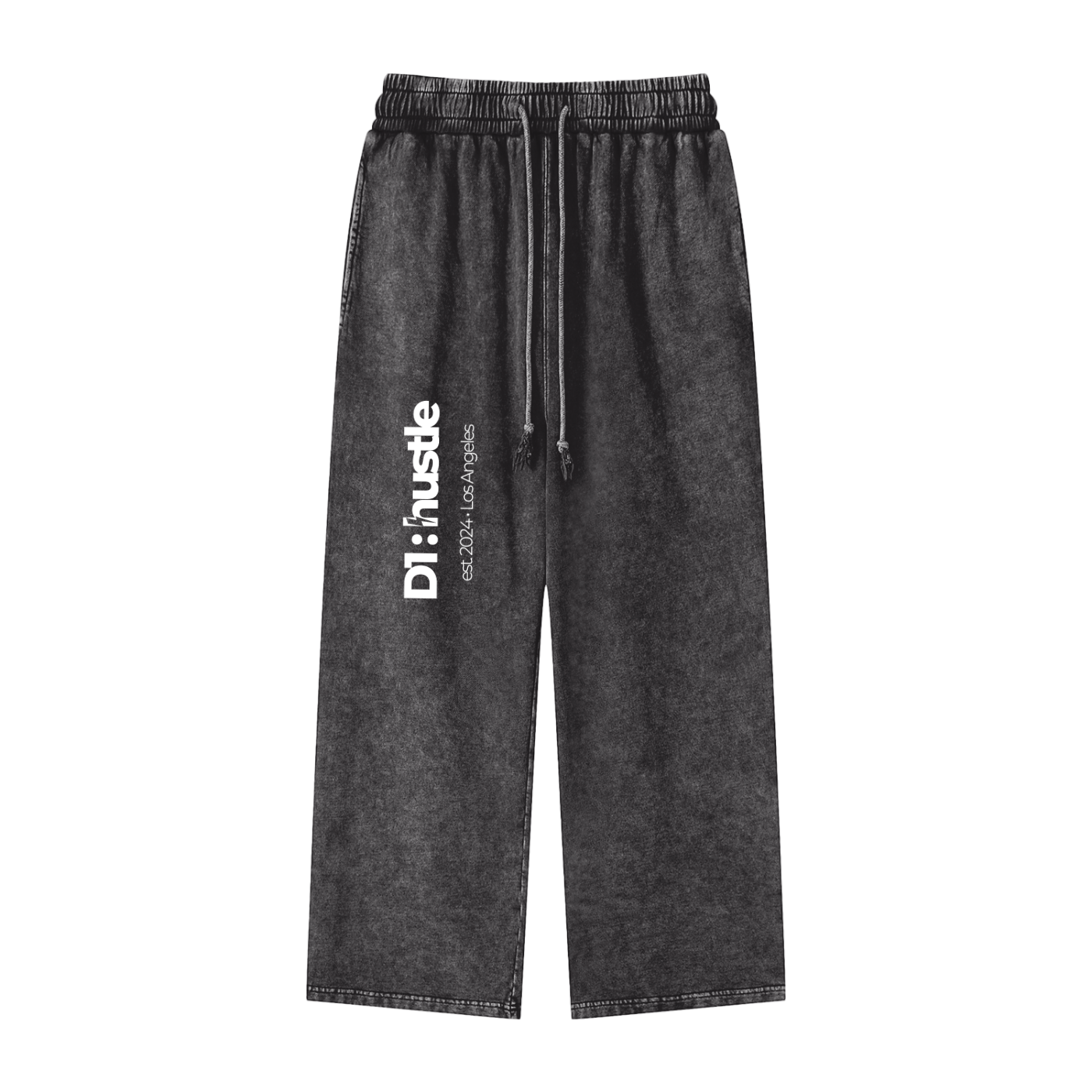 Acid Wash Oversize Faded Black Straight Leg Pants
